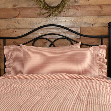 Sawyer Mill Red Ticking Stripe King Pillow Case Set of 2 21x40 VHC Brands - The Fox Decor